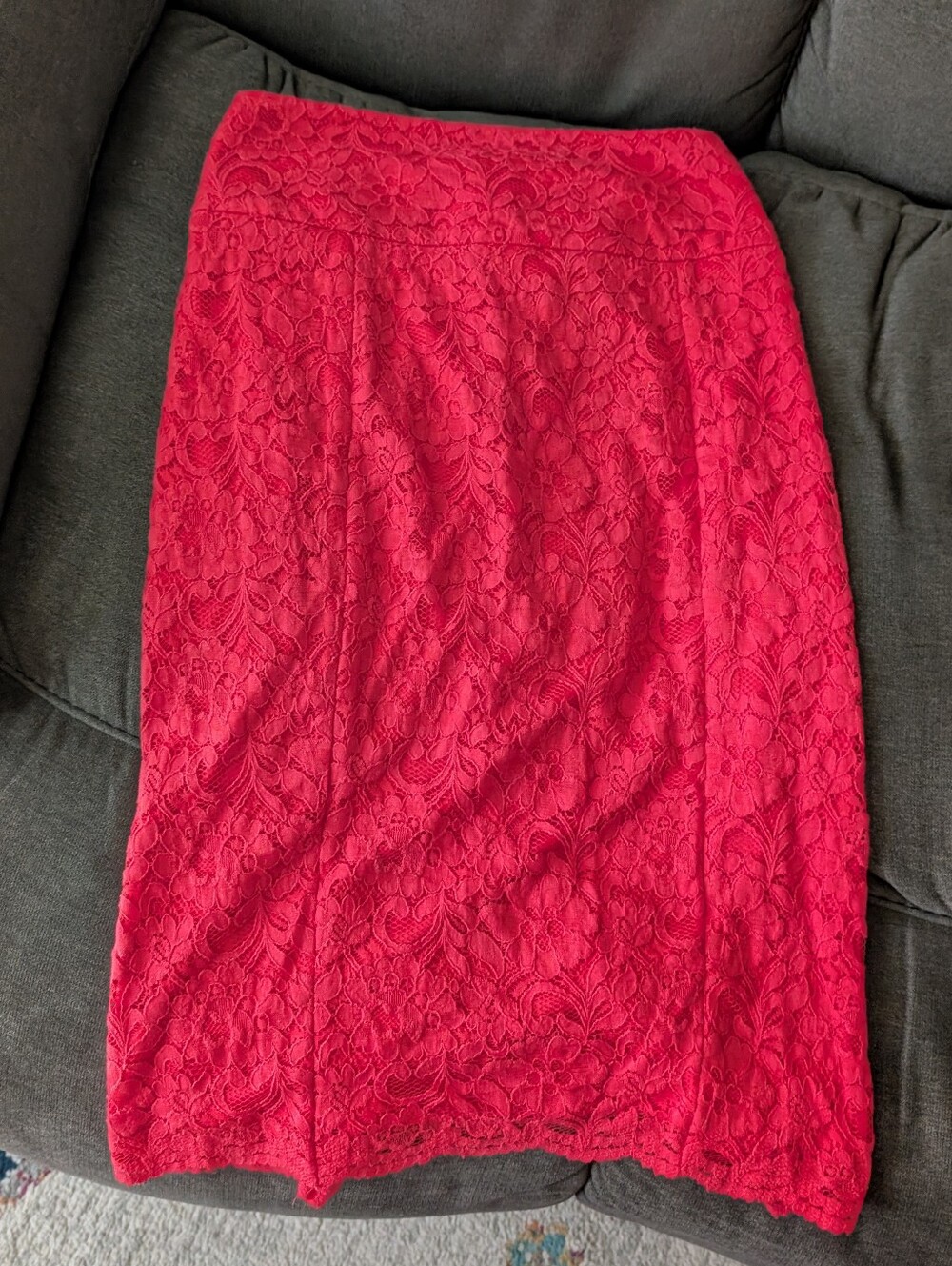 Express Women's Bright Red Lace Pencil Skirt
